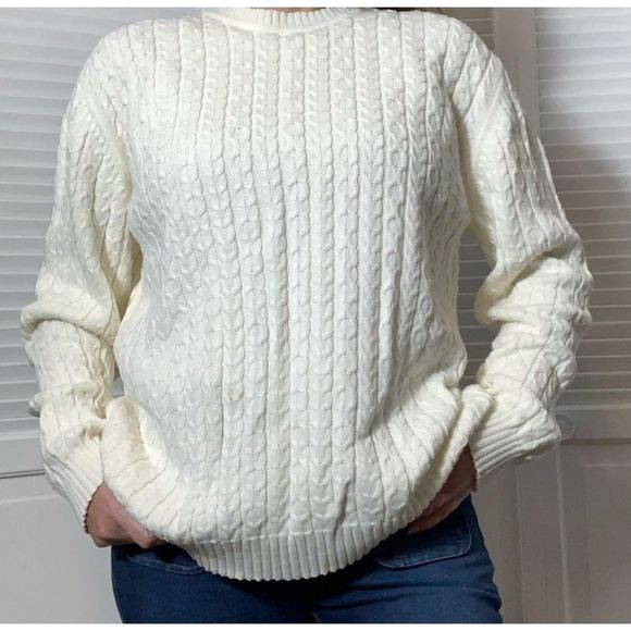 Vintage Cotton Crewneck Knit Sweater Large - Picture 6 of 8